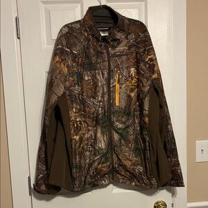 Realtree Camo Jacket with Olive Panels and Yellow Zip